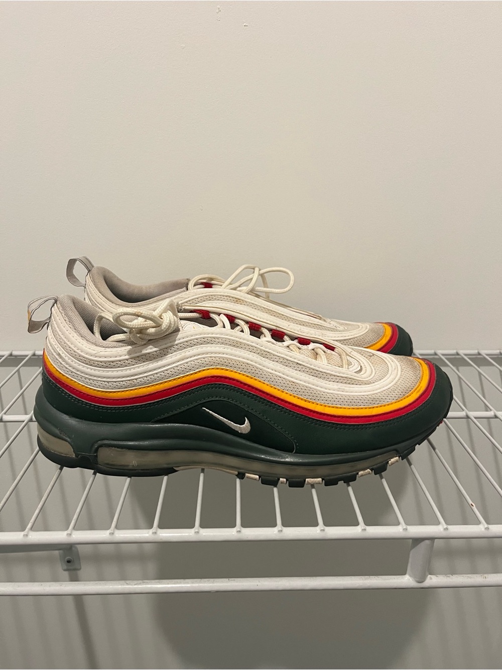 Nike Air Max 97 Ratatouille Cream with Green, Red & Yellow Stripes